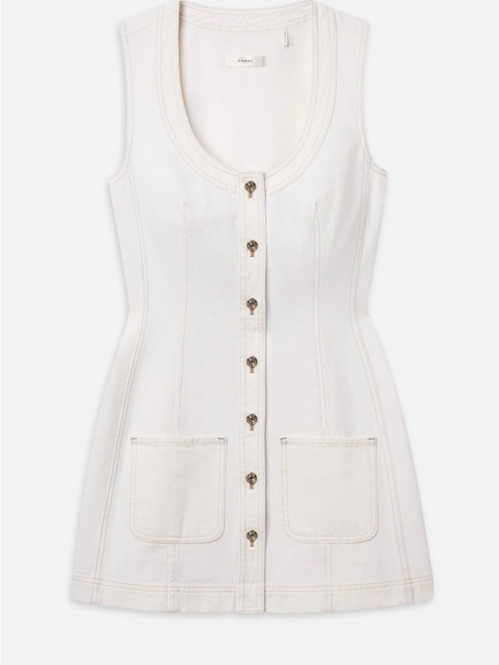 Frame Denim Cream Button-Front Tank Dress